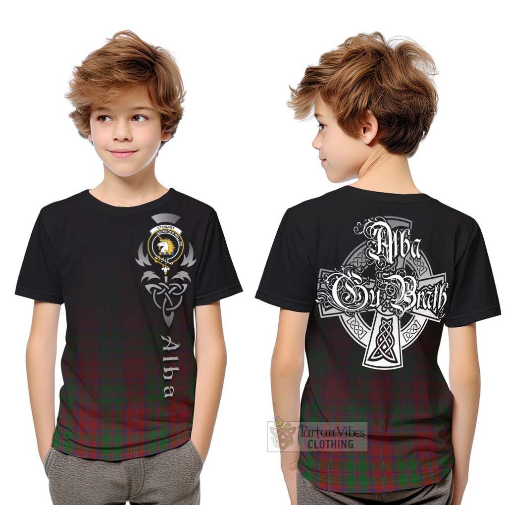 Tartan Vibes Clothing Stewart (Stuart) of Appin Tartan Kid T-Shirt Featuring Alba Gu Brath Family Crest Celtic Inspired