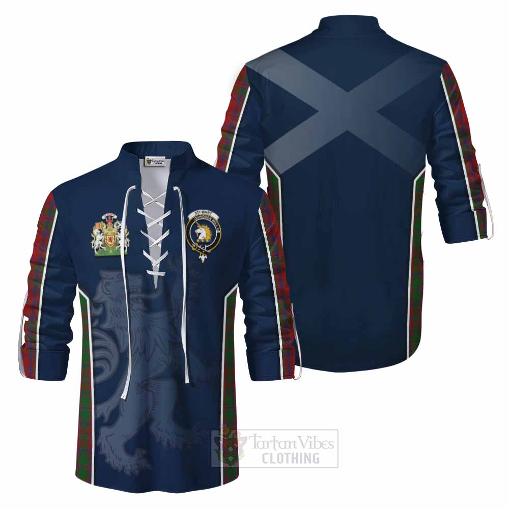 Tartan Vibes Clothing Stewart (Stuart) of Appin Tartan Ghillie Kilt Shirt with Family Crest and Lion Rampant Vibes Sport Style