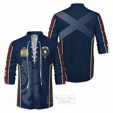 Stewart (Stuart) of Appin Tartan Ghillie Kilt Shirt with Family Crest and Lion Rampant Vibes Sport Style