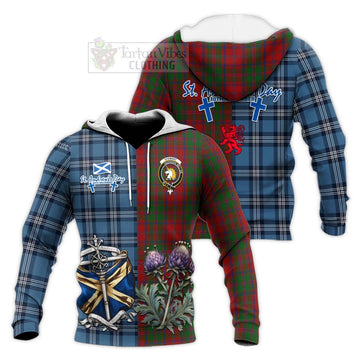 Stewart (Stuart) of Appin Tartan Knitted Hoodie Happy St. Andrew's Day Half Tartan Style