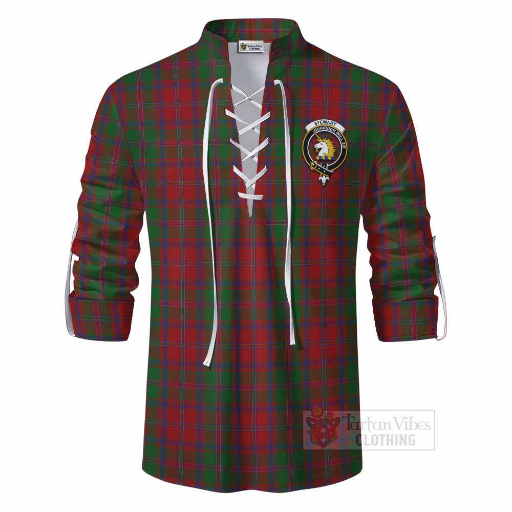 Tartan Vibes Clothing Stewart (Stuart) of Appin Tartan Ghillie Kilt Shirt with Family Crest DNA In Me Style