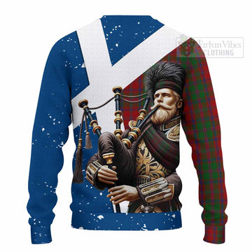 Stewart (Stuart) of Appin Tartan Knitted Sweater with Family Crest Scottish Bagpiper Vibes