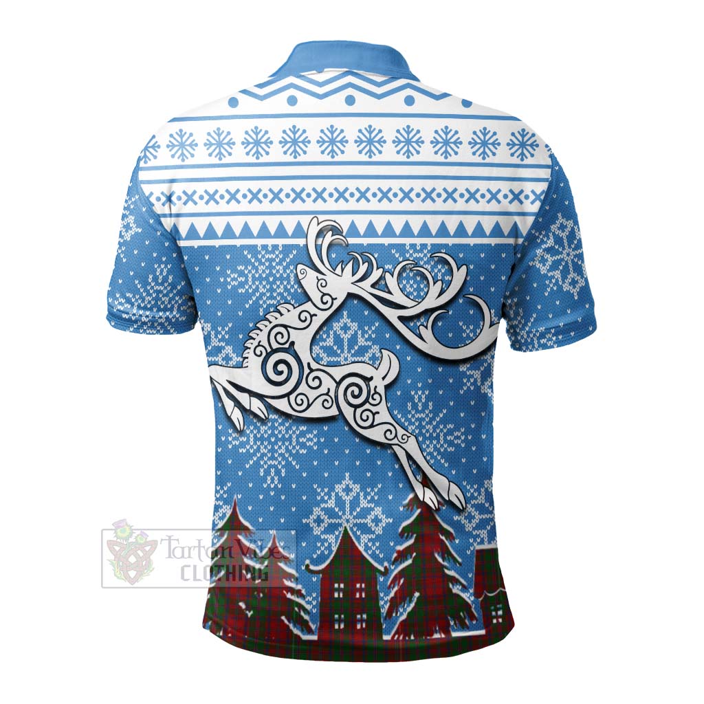 Tartan Vibes Clothing Stewart (Stuart) of Appin Clan Christmas Polo Shirt Celtic Reindeer Style