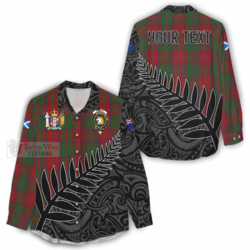 Stewart (Stuart) of Appin Crest Tartan Women's Casual Shirt with New Zealand Silver Fern Half Style