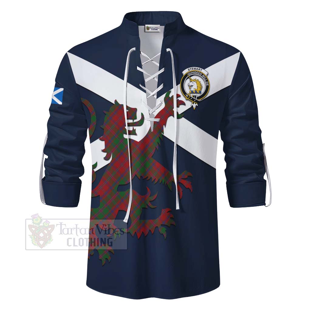 Tartan Vibes Clothing Stewart (Stuart) of Appin Tartan Lion Rampant Ghillie Kilt Shirt Proudly Display Your Heritage with Alba Gu Brath and Clan Name