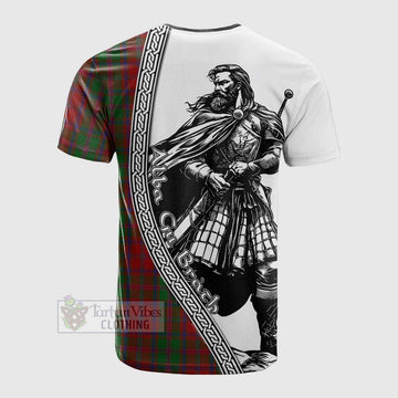 Stewart (Stuart) of Appin Tartan Clan Crest Cotton T-shirt with Highlander Warrior Celtic Style