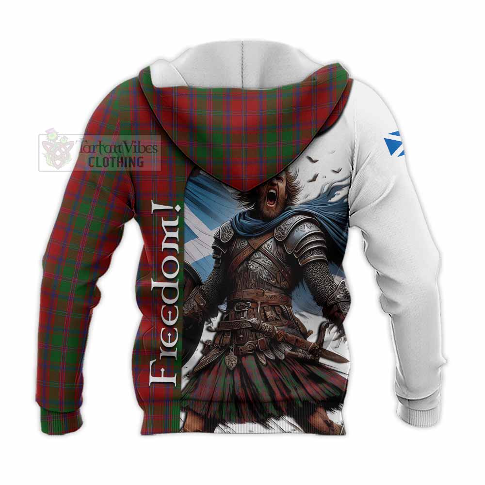 Tartan Vibes Clothing Stewart (Stuart) of Appin Crest Tartan Knitted Hoodie Inspired by the Freedom of Scottish Warrior