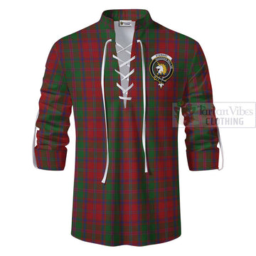 Stewart (Stuart) of Appin Tartan Ghillie Kilt Shirt with Family Crest Celtic Skull Style