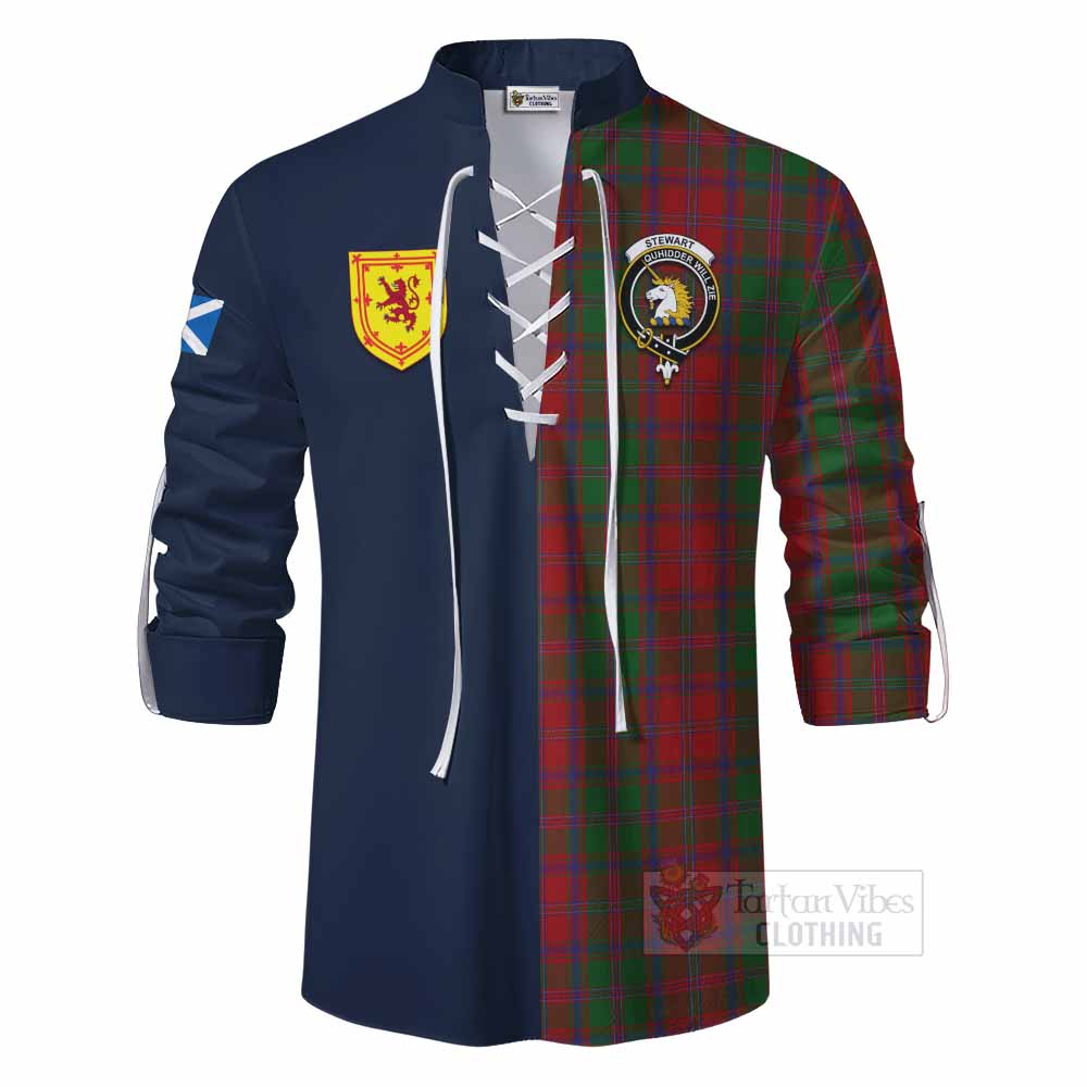 Stewart (Stuart) of Appin Tartan Ghillie Kilt Shirt Alba with Scottish Lion Royal Arm Half Style