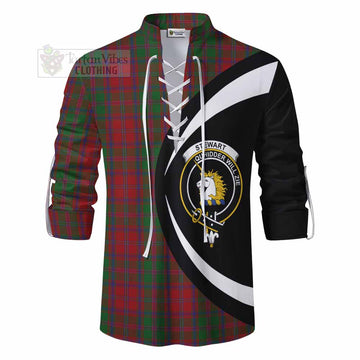 Stewart (Stuart) of Appin Tartan Ghillie Kilt Shirt with Family Crest Circle Style