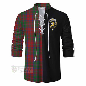 Stewart (Stuart) of Appin Tartan Ghillie Kilt Shirt with Family Crest and Half Of Me Style