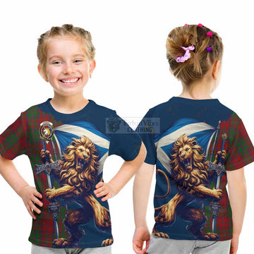 Stewart (Stuart) of Appin Tartan Family Crest Kid T-Shirt with Scottish Majestic Lion