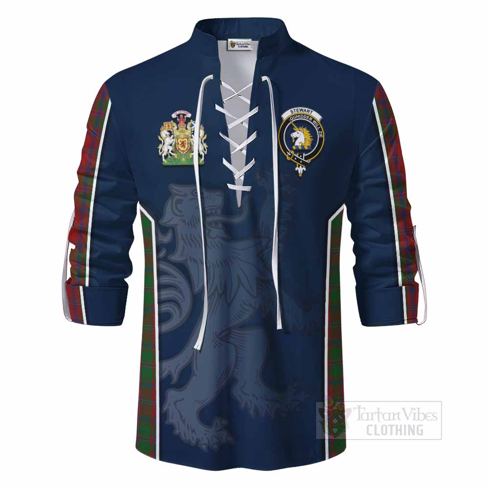 Tartan Vibes Clothing Stewart (Stuart) of Appin Tartan Ghillie Kilt Shirt with Family Crest and Lion Rampant Vibes Sport Style