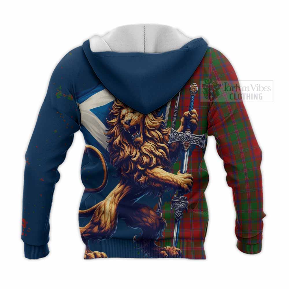 Tartan Vibes Clothing Stewart (Stuart) of Appin Tartan Family Crest Knitted Hoodie with Scottish Majestic Lion