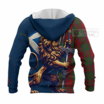 Stewart (Stuart) of Appin Tartan Family Crest Knitted Hoodie with Scottish Majestic Lion