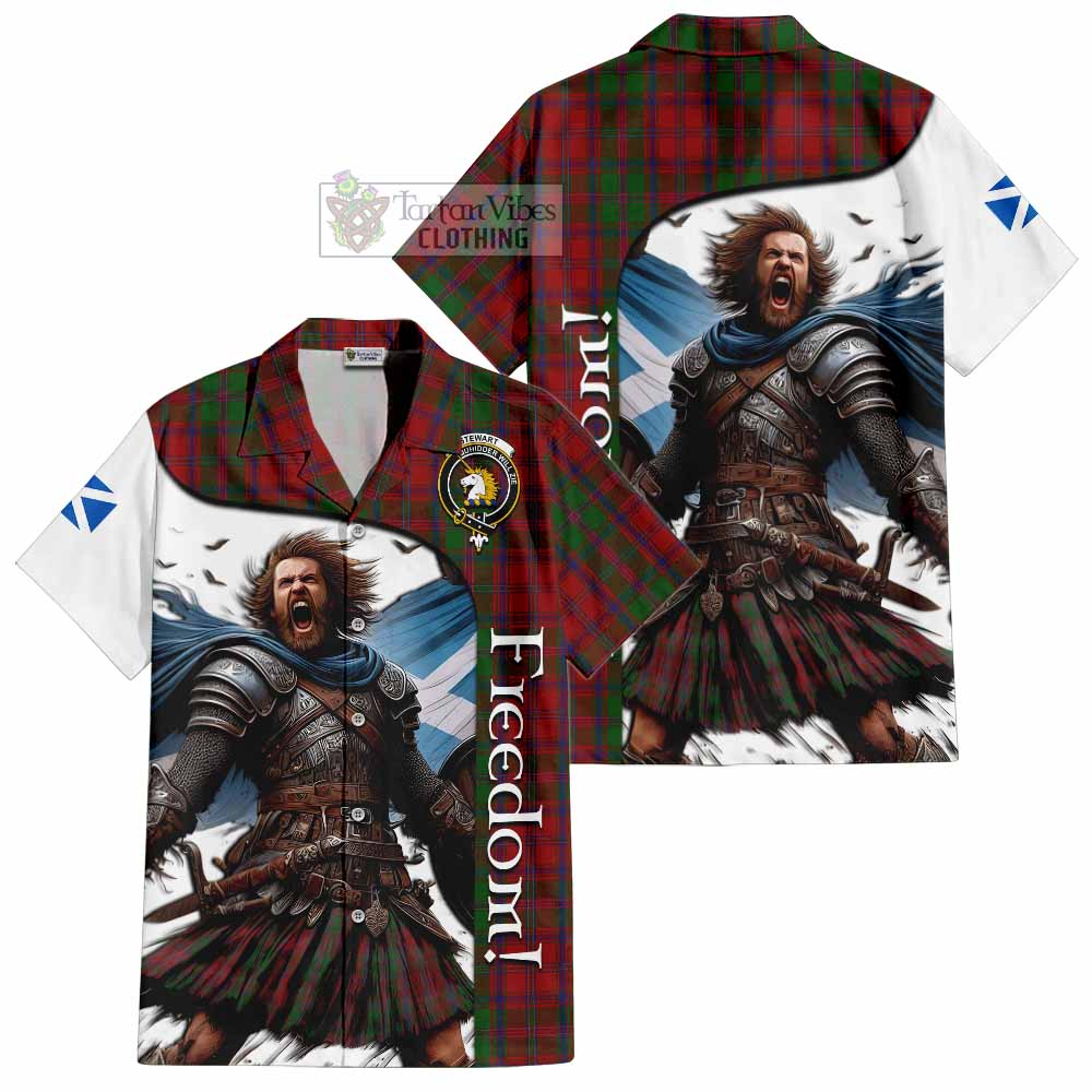 Tartan Vibes Clothing Stewart (Stuart) of Appin Crest Tartan Short Sleeve Button Shirt Inspired by the Freedom of Scottish Warrior