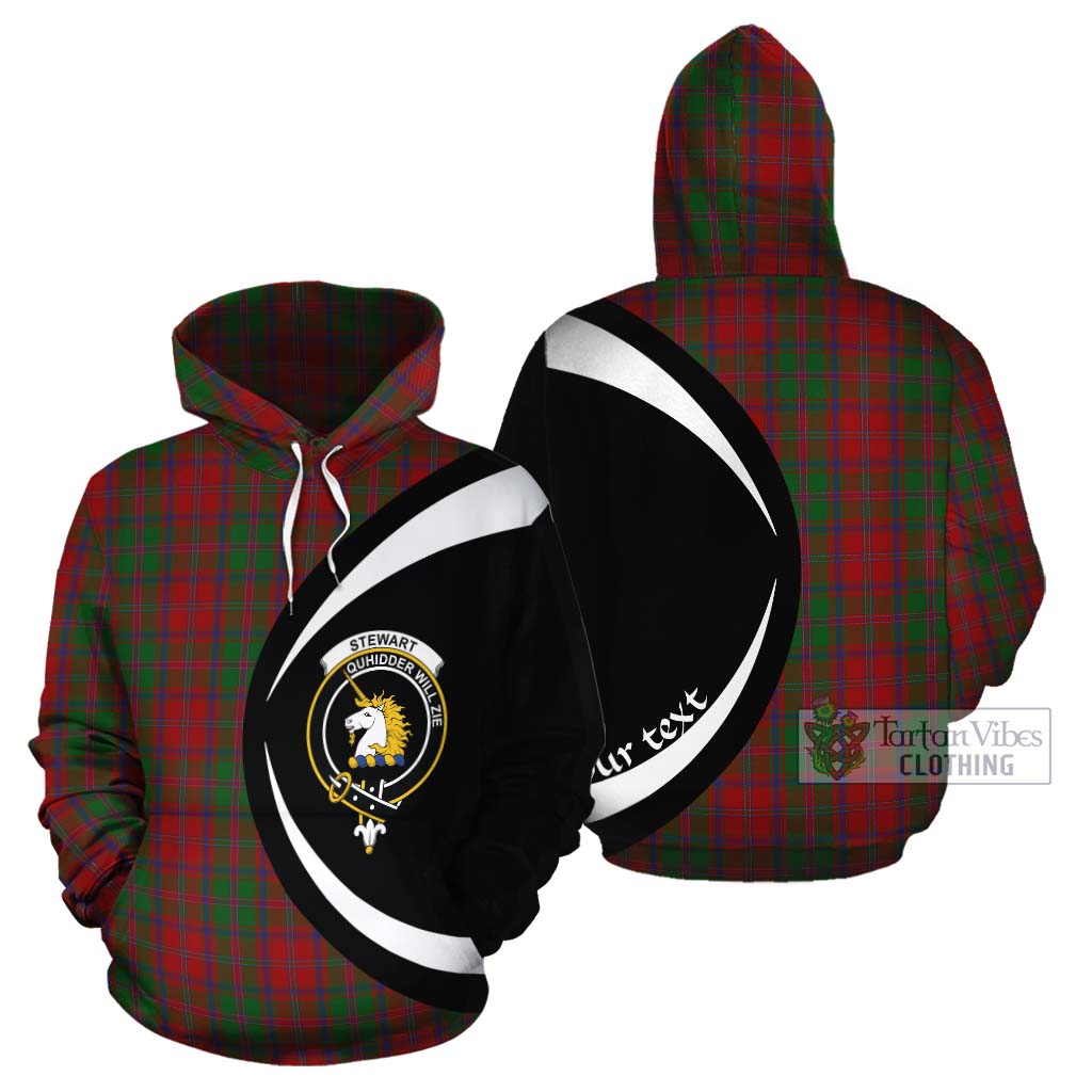 Tartan Vibes Clothing Stewart (Stuart) of Appin Tartan Cotton Hoodie with Family Crest Circle Style