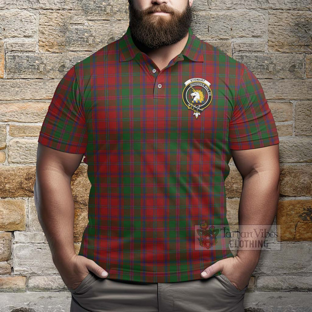 Tartan Vibes Clothing Stewart (Stuart) of Appin Tartan Polo Shirt with Family Crest Celtic Skull Style