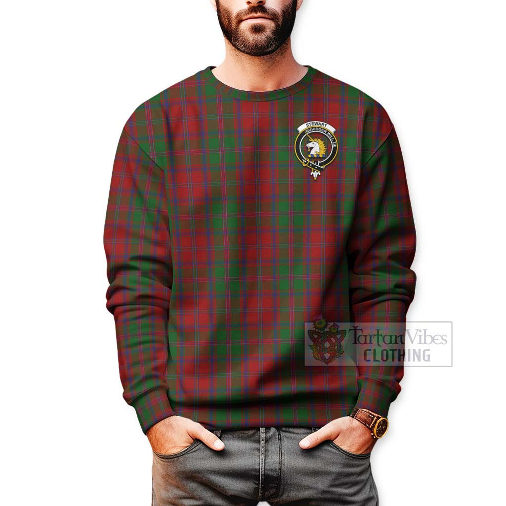 Tartan Vibes Clothing Stewart (Stuart) of Appin Tartan Sweatshirt with Family Crest Celtic Skull Style