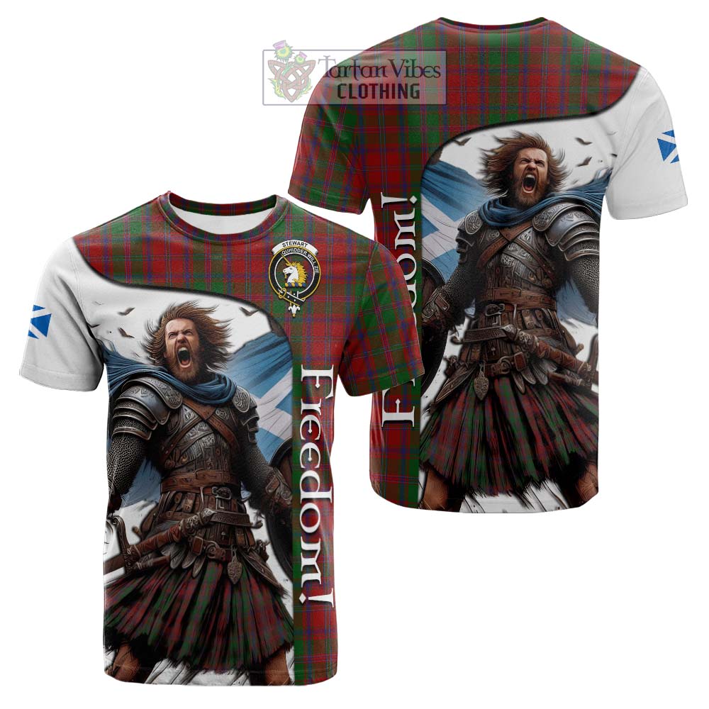 Tartan Vibes Clothing Stewart (Stuart) of Appin Crest Tartan Cotton T-shirt Inspired by the Freedom of Scottish Warrior