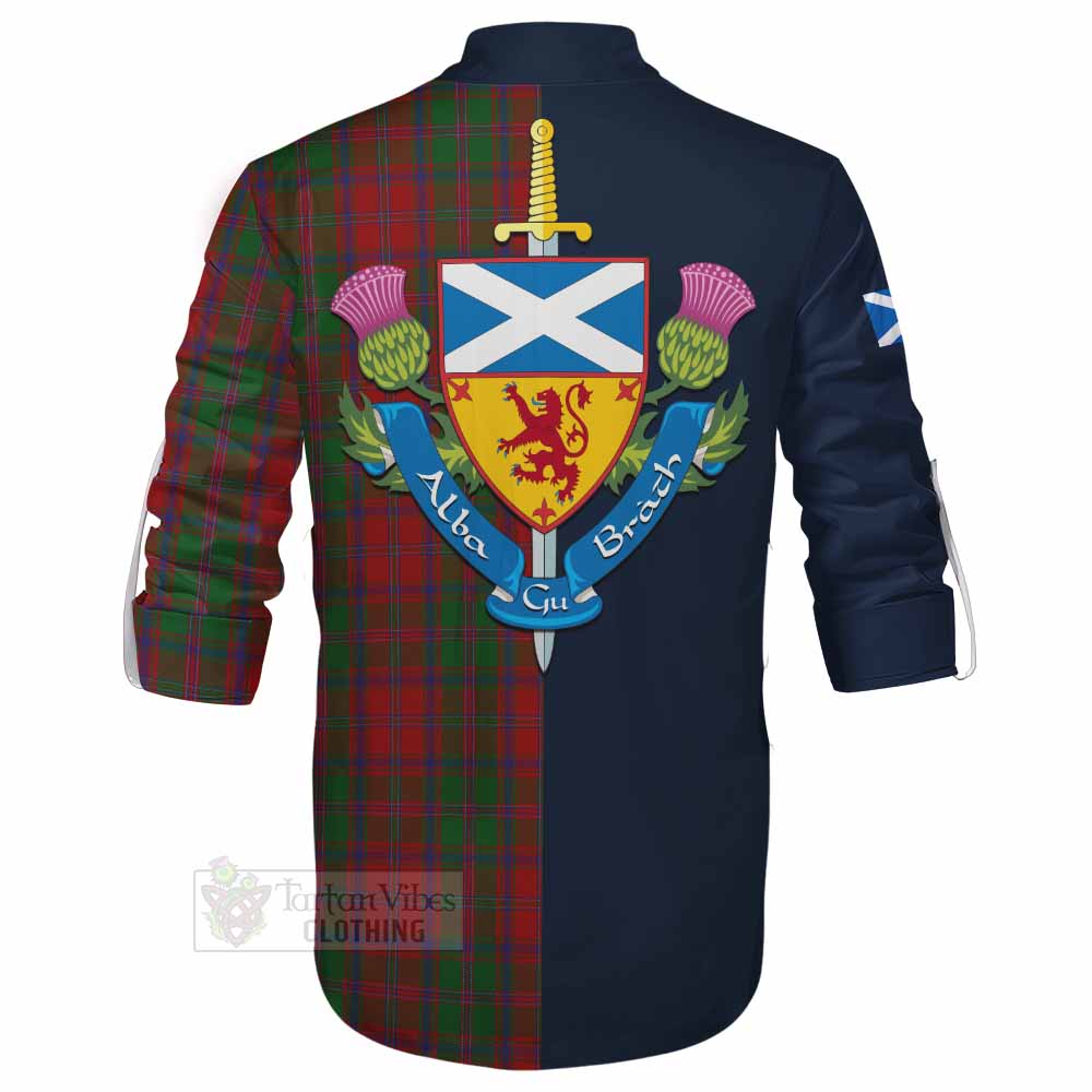 Stewart (Stuart) of Appin Tartan Ghillie Kilt Shirt Alba with Scottish Lion Royal Arm Half Style