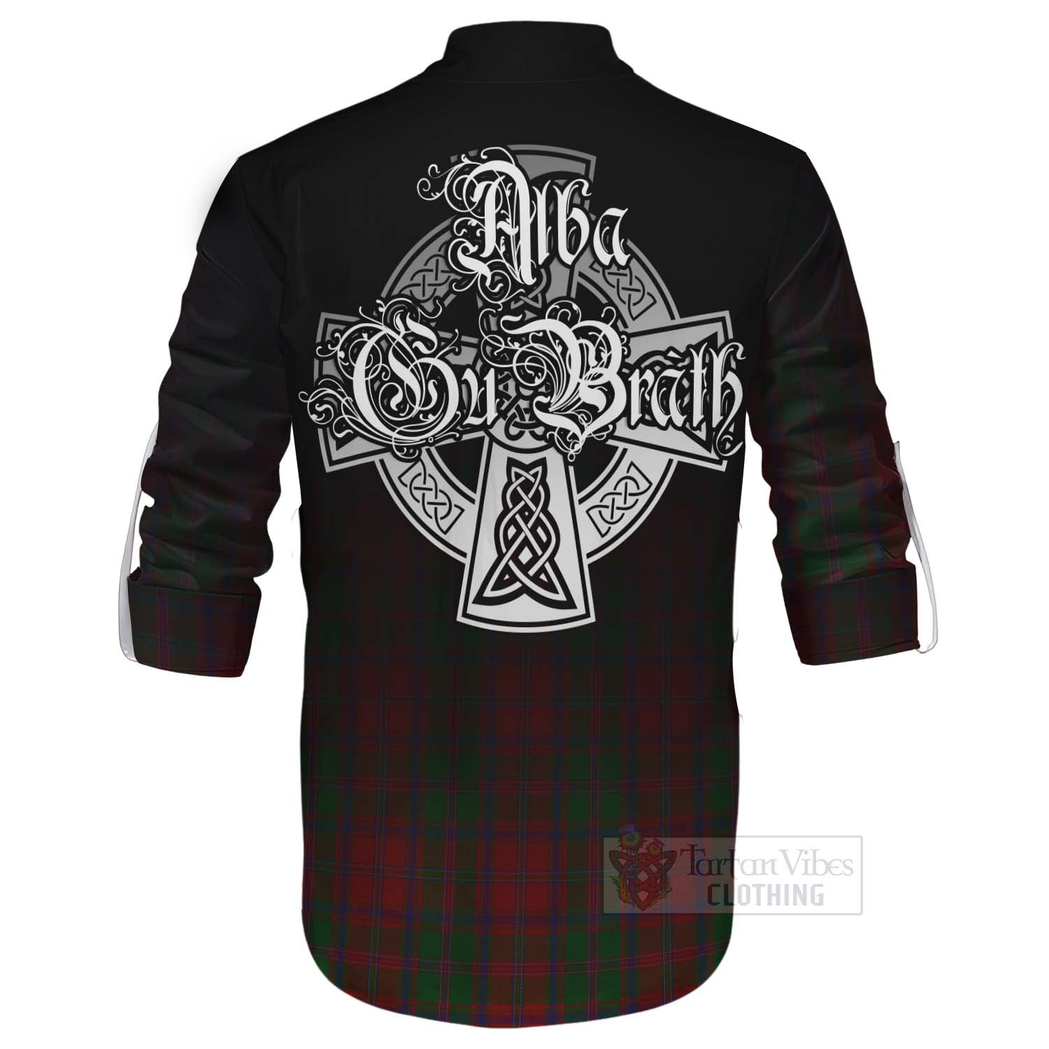 Tartan Vibes Clothing Stewart (Stuart) of Appin Tartan Ghillie Kilt Shirt Featuring Alba Gu Brath Family Crest Celtic Inspired