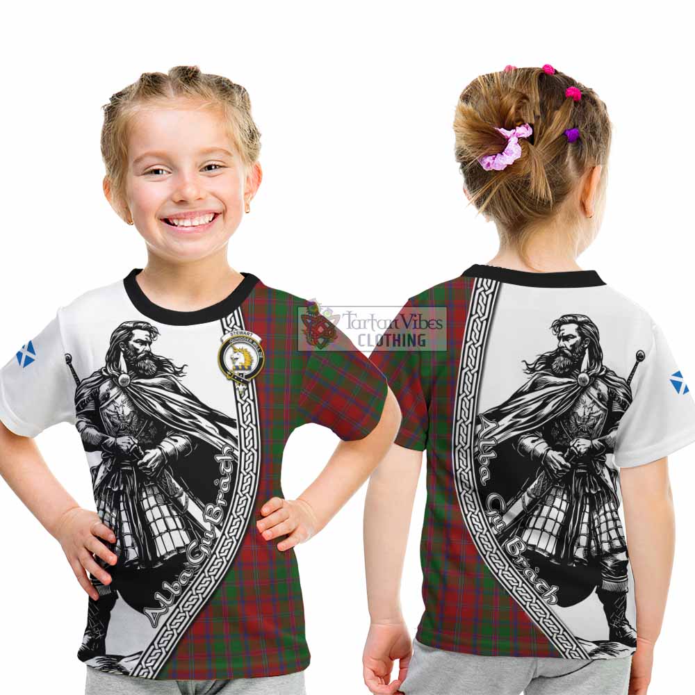 Stewart (Stuart) of Appin Tartan Clan Crest Kid T-Shirt with Highlander Warrior Celtic Style