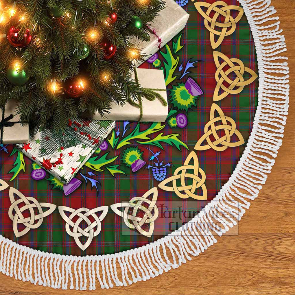 Tartan Vibes Clothing Stewart (Stuart) of Appin Tartan Christmas Tree Skirt with Thistle Celtic Knot Style