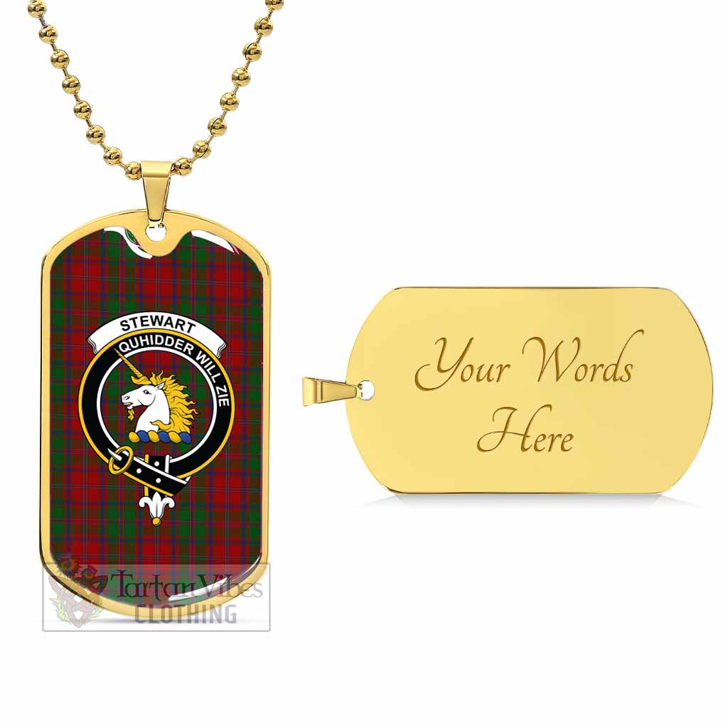 Tartan Vibes Clothing Stewart (Stuart) of Appin Tartan Dog Tag Necklace with Family Crest