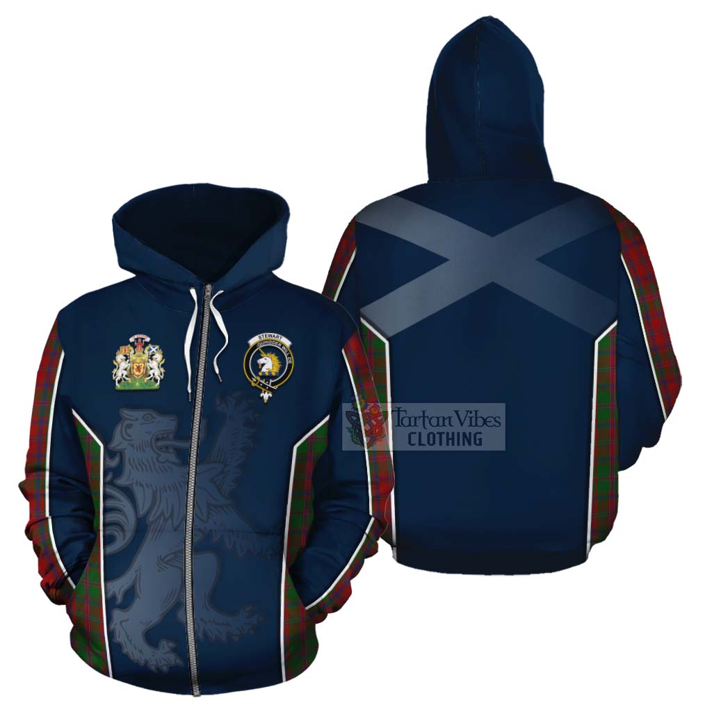 Tartan Vibes Clothing Stewart (Stuart) of Appin Tartan Cotton Hoodie with Family Crest and Lion Rampant Vibes Sport Style