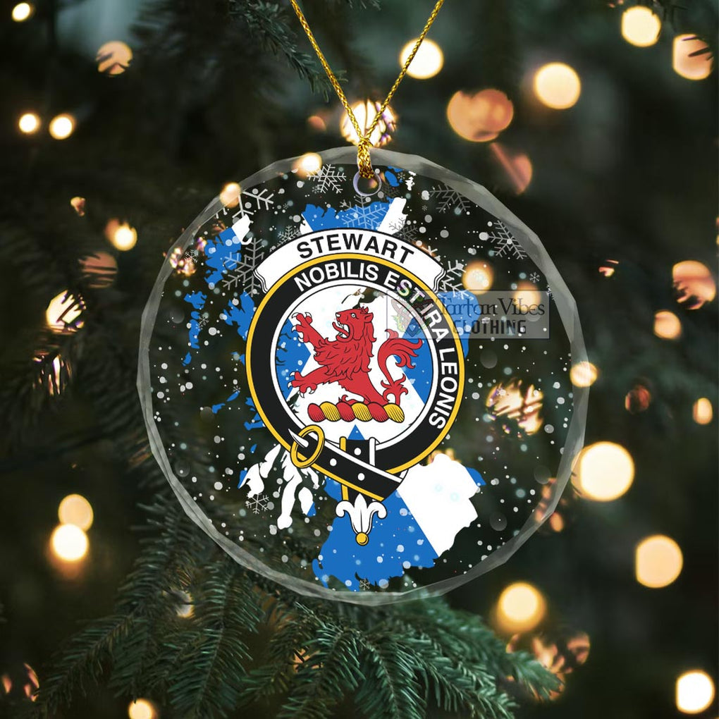 Tartan Vibes Clothing Stewart (Stuart) of Bute Clan Crest Christmas Glass Ornament with Scotland Map