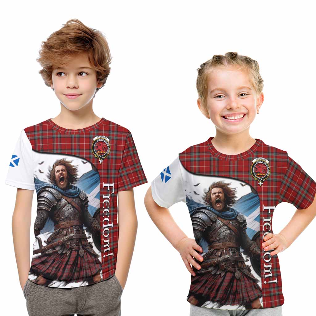 Tartan Vibes Clothing Stewart (Stuart) of Bute Crest Tartan Kid T-Shirt Inspired by the Freedom of Scottish Warrior