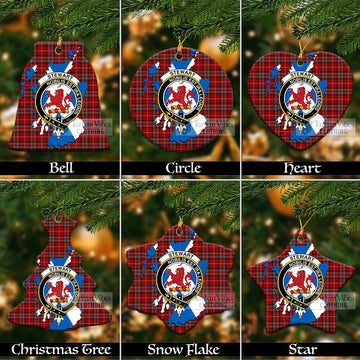 Stewart (Stuart) of Bute Tartan Christmas Ornament with Family Crest and Scotland Map