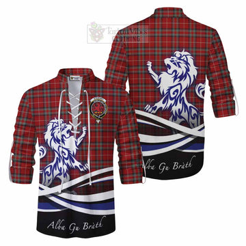 Stewart (Stuart) of Bute Tartan Ghillie Kilt Shirt with Alba Gu Brath Regal Lion Emblem