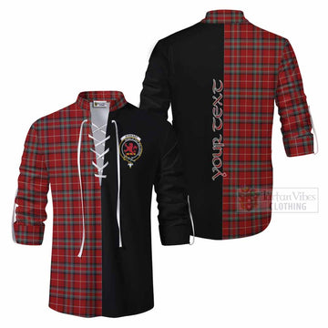 Stewart (Stuart) of Bute Tartan Ghillie Kilt Shirt with Family Crest and Half Of Me Style