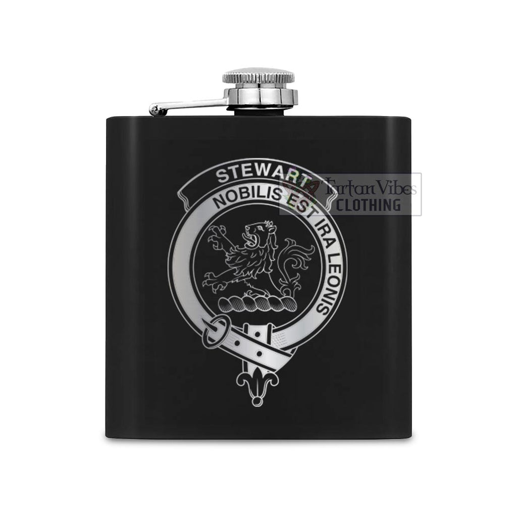 Tartan Vibes Clothing Stewart (Stuart) of Bute Crest Hip Flask Set 7oz Black Stainless Steel with A Gift Box