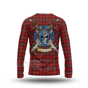 Stewart (Stuart) of Bute Tartan Long Sleeve T-Shirt with Family Crest Celtic Skull Style