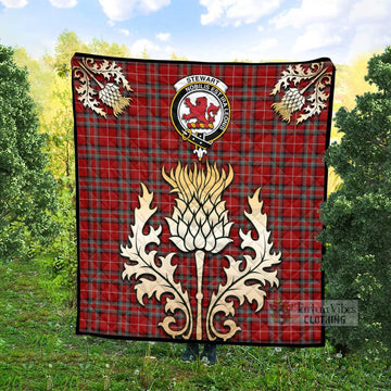 Stewart (Stuart) of Bute Tartan Quilt with Family Crest and Golden Thistle Style