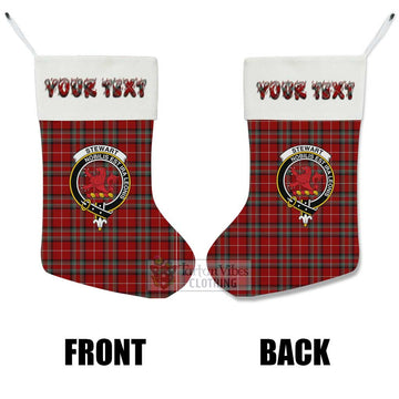 Stewart (Stuart) of Bute Tartan Family Crest Christmas Stocking with Personalized Text