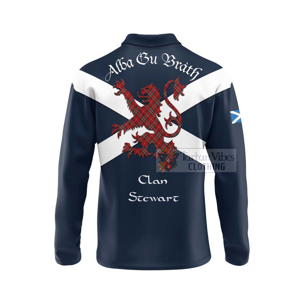 Tartan Vibes Clothing Stewart (Stuart) of Bute Tartan Lion Rampant Long Sleeve Polo Shirt – Proudly Display Your Heritage with Alba Gu Brath and Clan Name