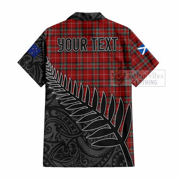 Stewart (Stuart) of Bute Crest Tartan Short Sleeve Button Shirt with New Zealand Silver Fern Half Style