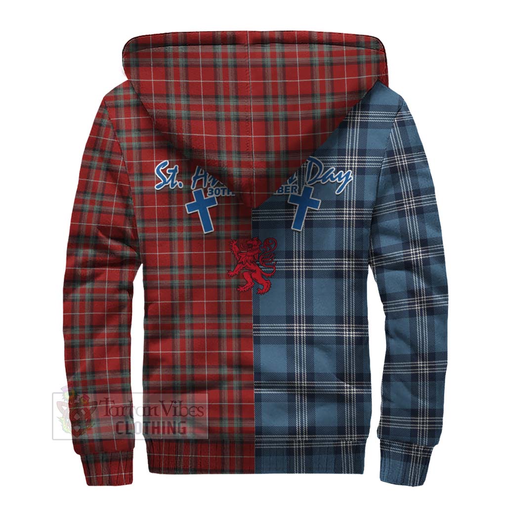 Tartan Vibes Clothing Stewart (Stuart) of Bute Tartan Sherpa Hoodie Happy St. Andrew's Day Half Tartan Style