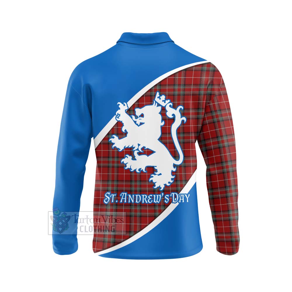 Tartan Vibes Clothing Stewart (Stuart) of Bute Family Crest Tartan Long Sleeve Polo Shirt Celebrate Saint Andrew's Day in Style