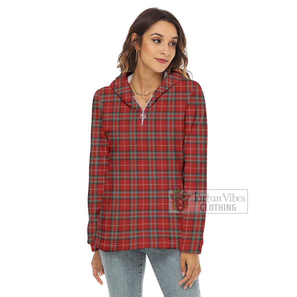 Stewart (Stuart) of Bute Tartan Women's Borg Fleece Hoodie with Half Zip - Tartan Vibes Clothing