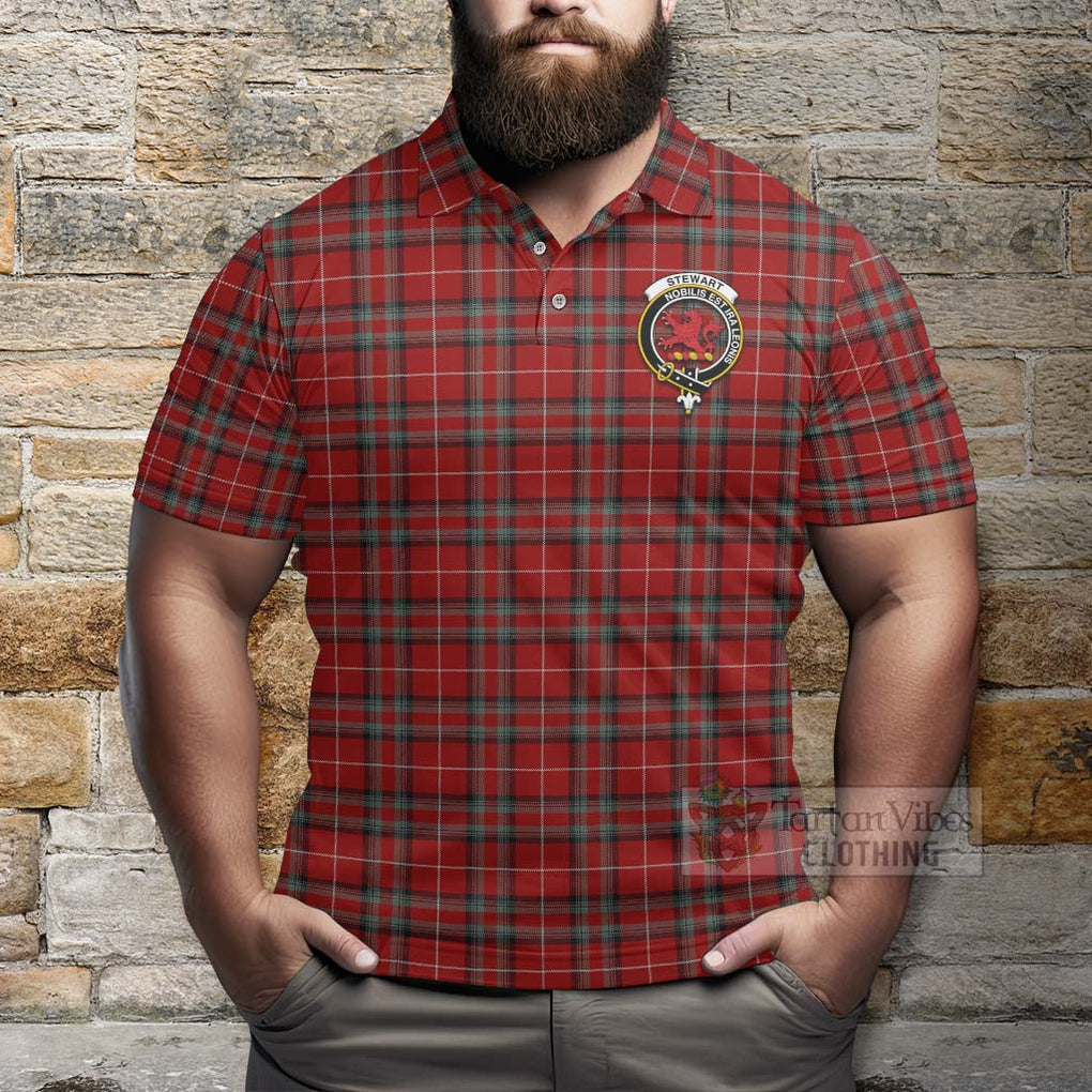 Tartan Vibes Clothing Stewart (Stuart) of Bute Tartan Polo Shirt with Family Crest and Bearded Skull Holding Bottles of Whiskey