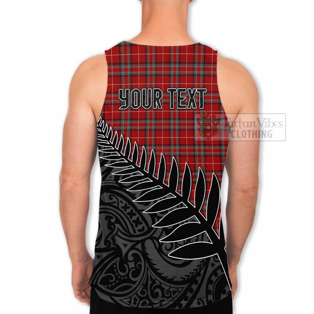 Tartan Vibes Clothing Stewart (Stuart) of Bute Crest Tartan Men's Tank Top with New Zealand Silver Fern Half Style