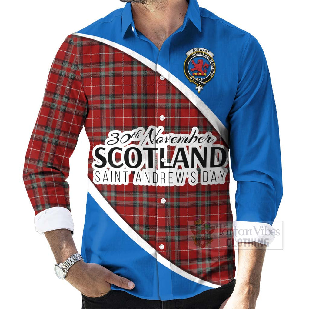 Tartan Vibes Clothing Stewart (Stuart) of Bute Family Crest Tartan Long Sleeve Button Shirt Celebrate Saint Andrew's Day in Style