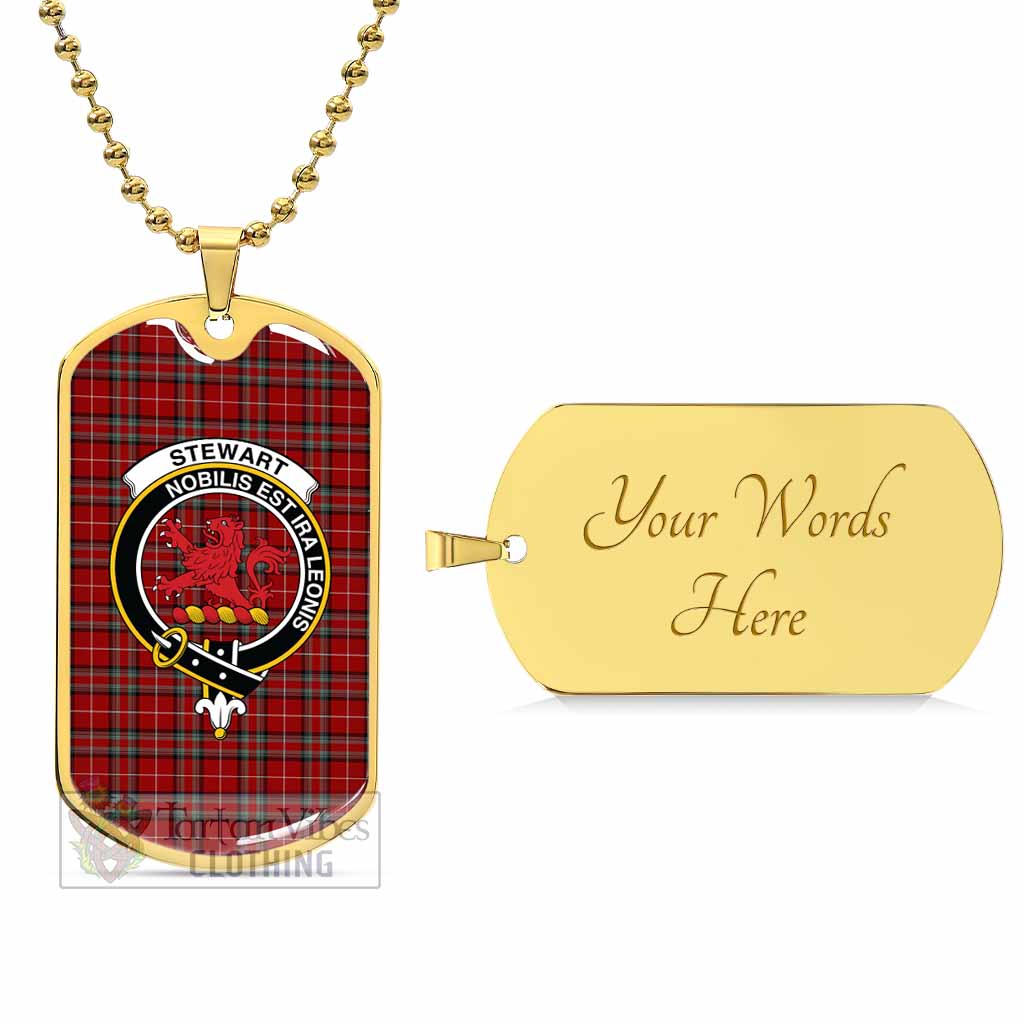 Tartan Vibes Clothing Stewart (Stuart) of Bute Tartan Dog Tag Necklace with Family Crest