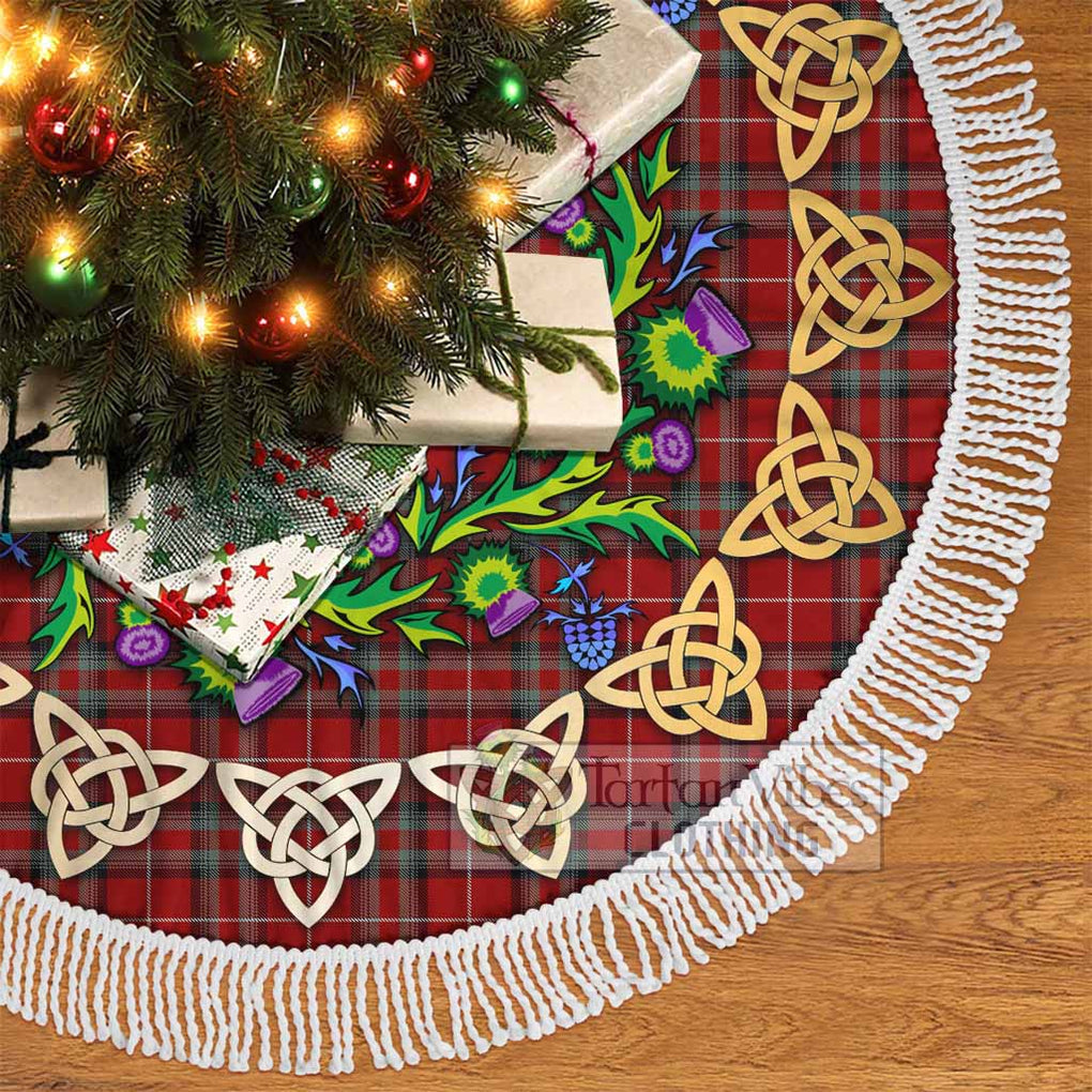 Tartan Vibes Clothing Stewart (Stuart) of Bute Tartan Christmas Tree Skirt with Thistle Celtic Knot Style