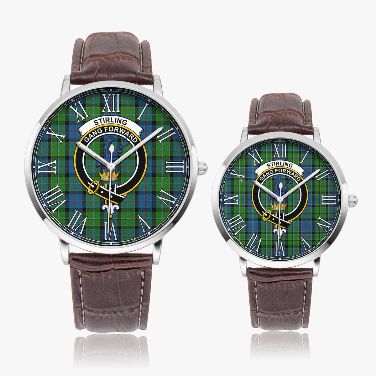 Stirling Tartan Family Crest Leather Strap Quartz Watch - Tartan Vibes Clothing
